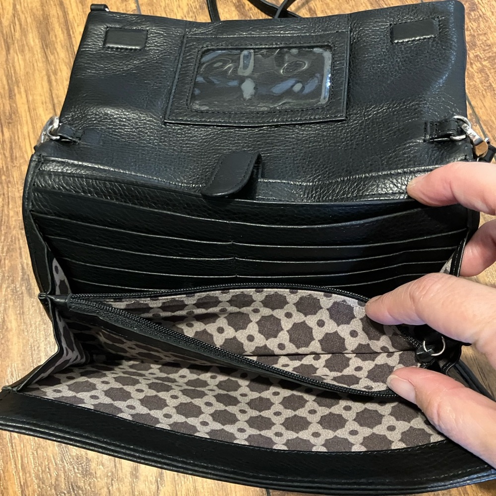 Vintage Brighton Black Leather Crossbody Bag with Silver Accents - Picture 5 of 10